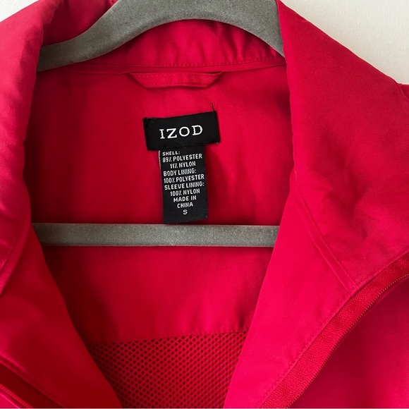 IZOD Golf Windbreaker Jacket Red Quarter Zip Pullover Men’s Size S Mesh Lined - Picture 2 of 9